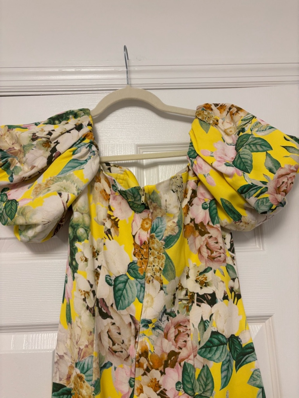 Cara Cara Floral Puff Sleeve Midi Dress Yellow Size 6 Cotton wedding guest - Picture 9 of 14